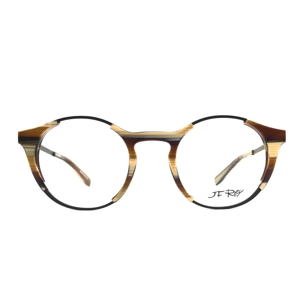 J.F. Rey Eyeglasses Frames JF1427 9200 Horn Black Brown Striped 48-20-147